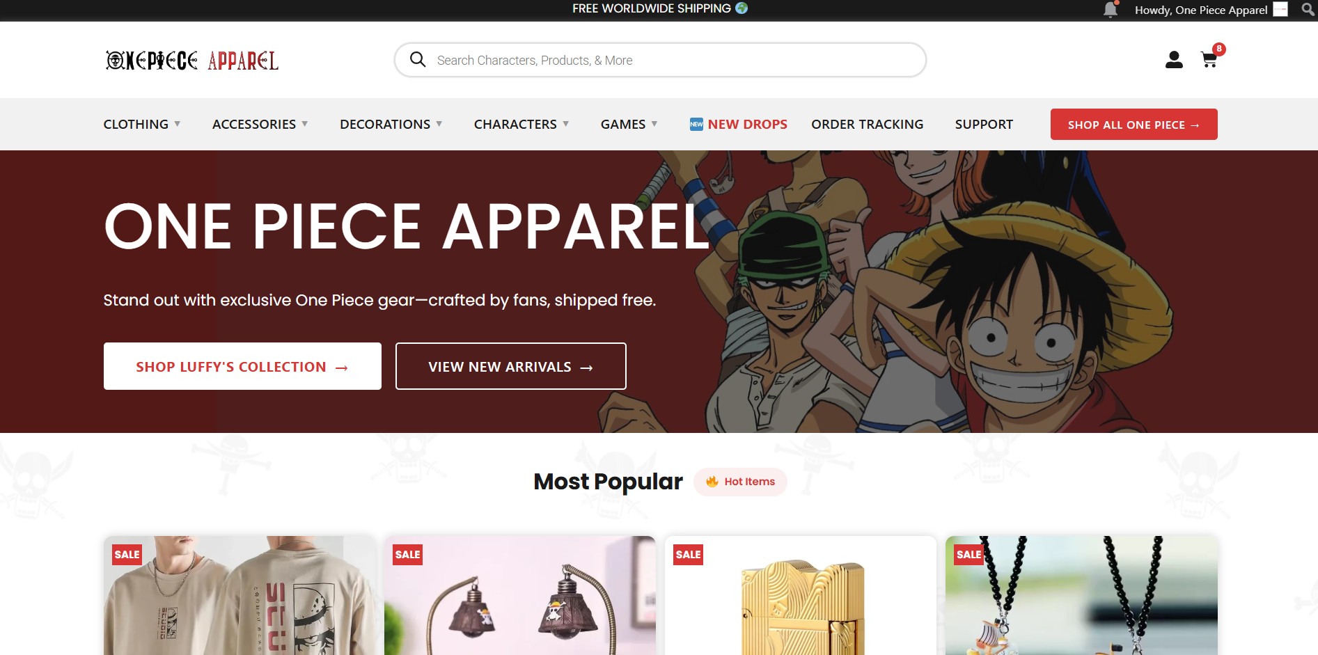 OnePieceApparel Website